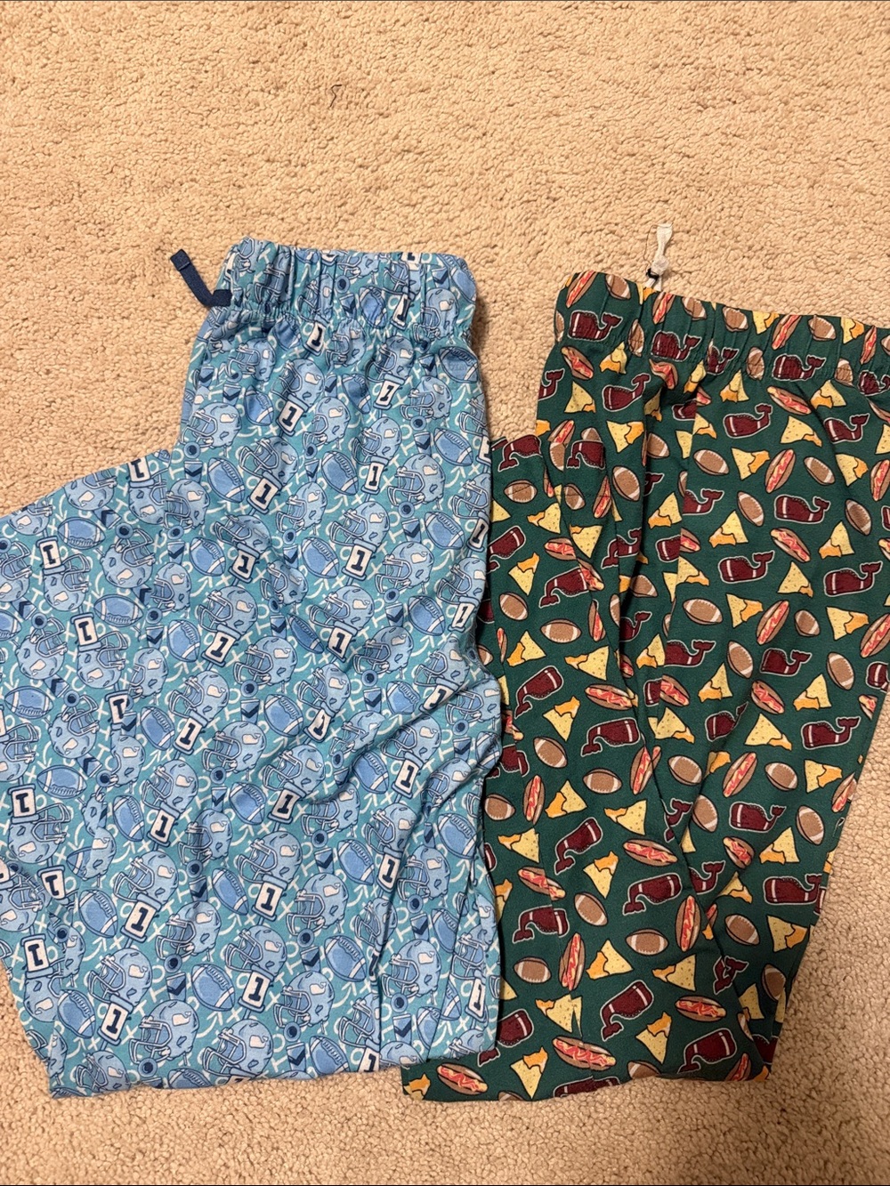 Vineyard Vines Kids Pajama Bottoms in Light Blue & Green with Pizza Print